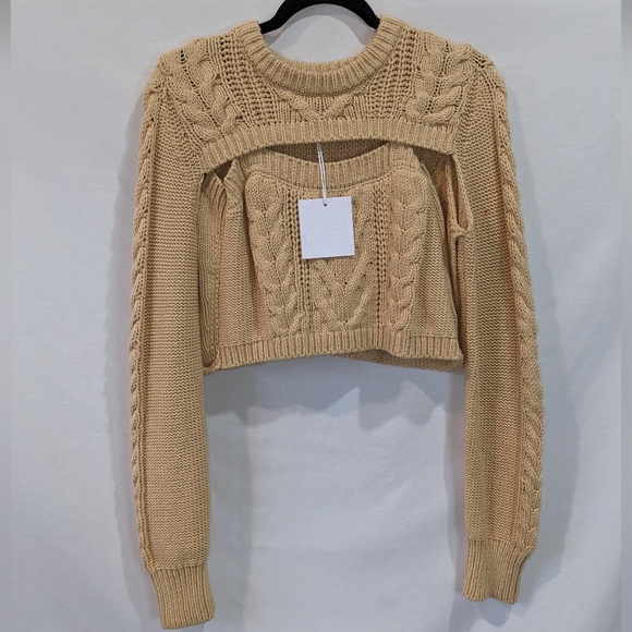 NWT Pistola LA Cotton Knit Cropped Honey Shrug Sweater Size Small - Picture 11 of 12